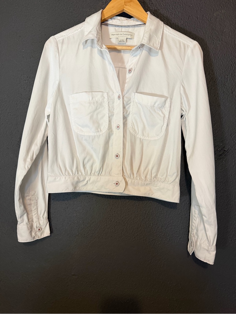 Pilcro and the Letterpress Off-White Cropped Button-Front Jacket